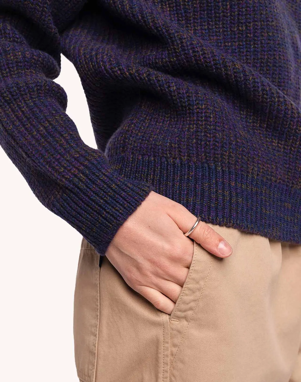 OLOW Equinoxe pull bleu marine chiné mérinos