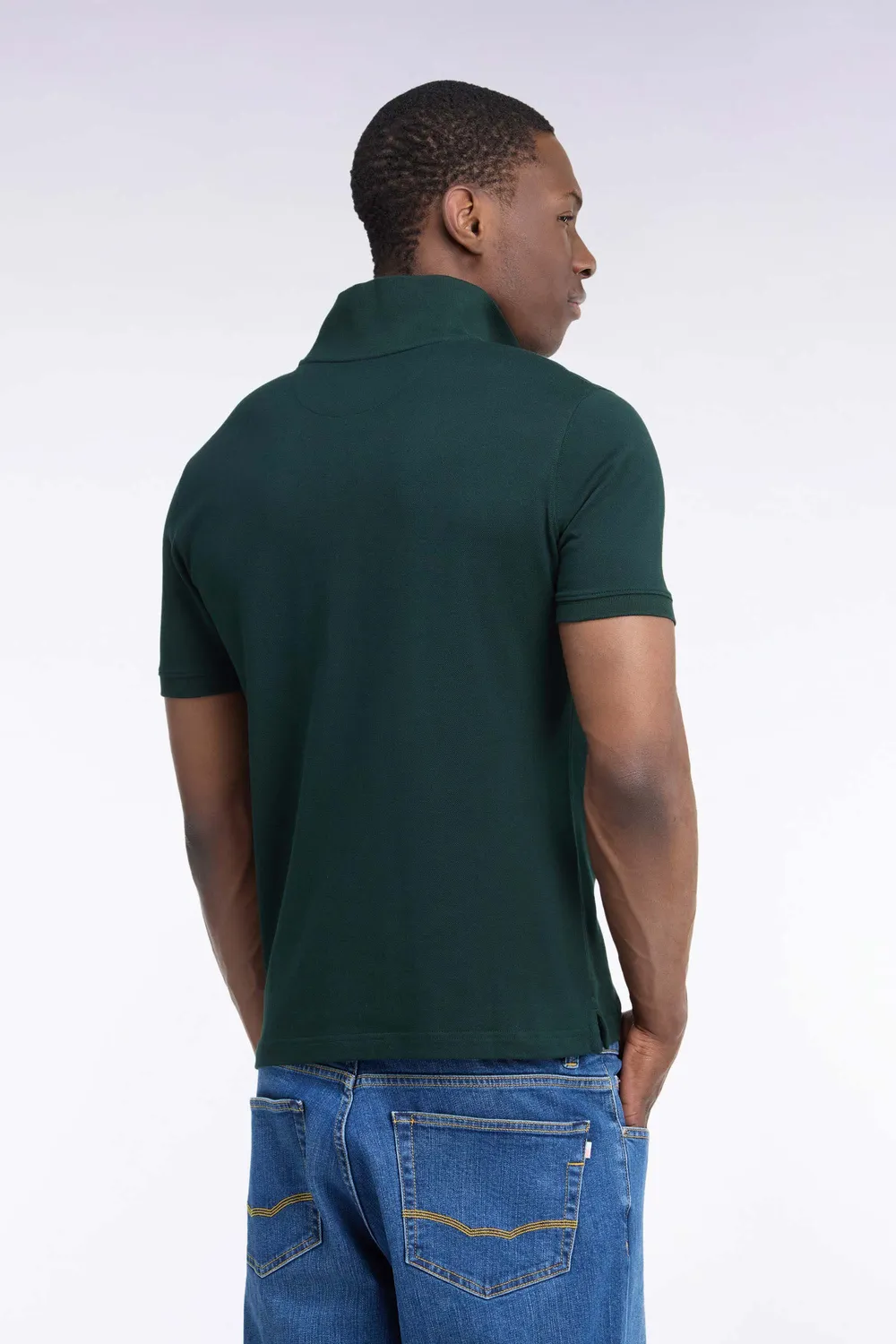 Eden Park polo pima vert foncé coupe droite