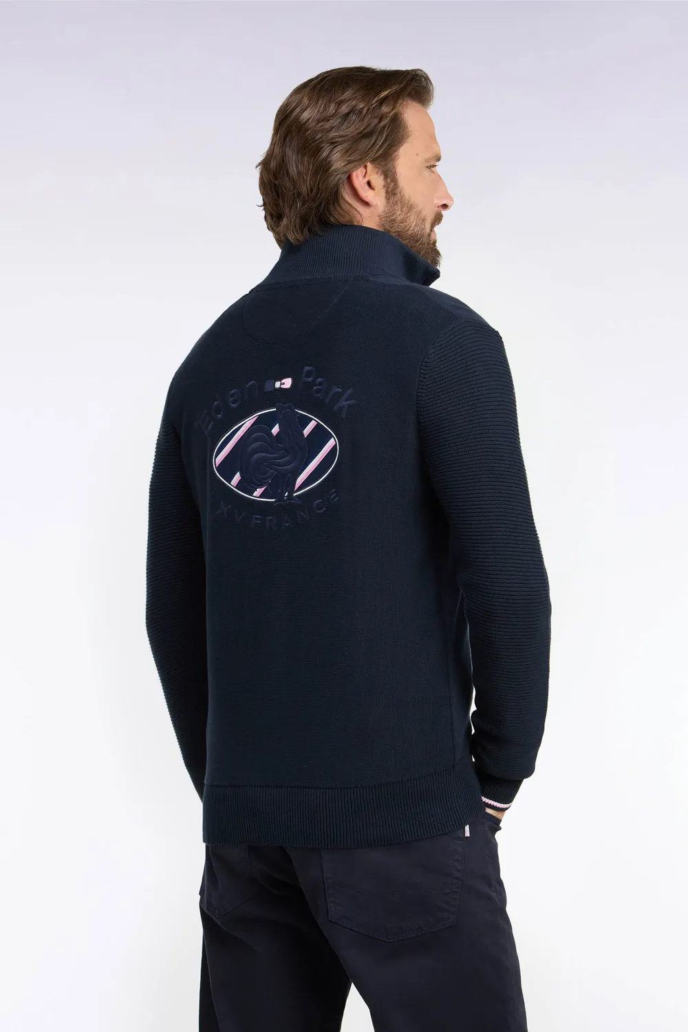 Eden Park Pull col zippé coton marine XV de France