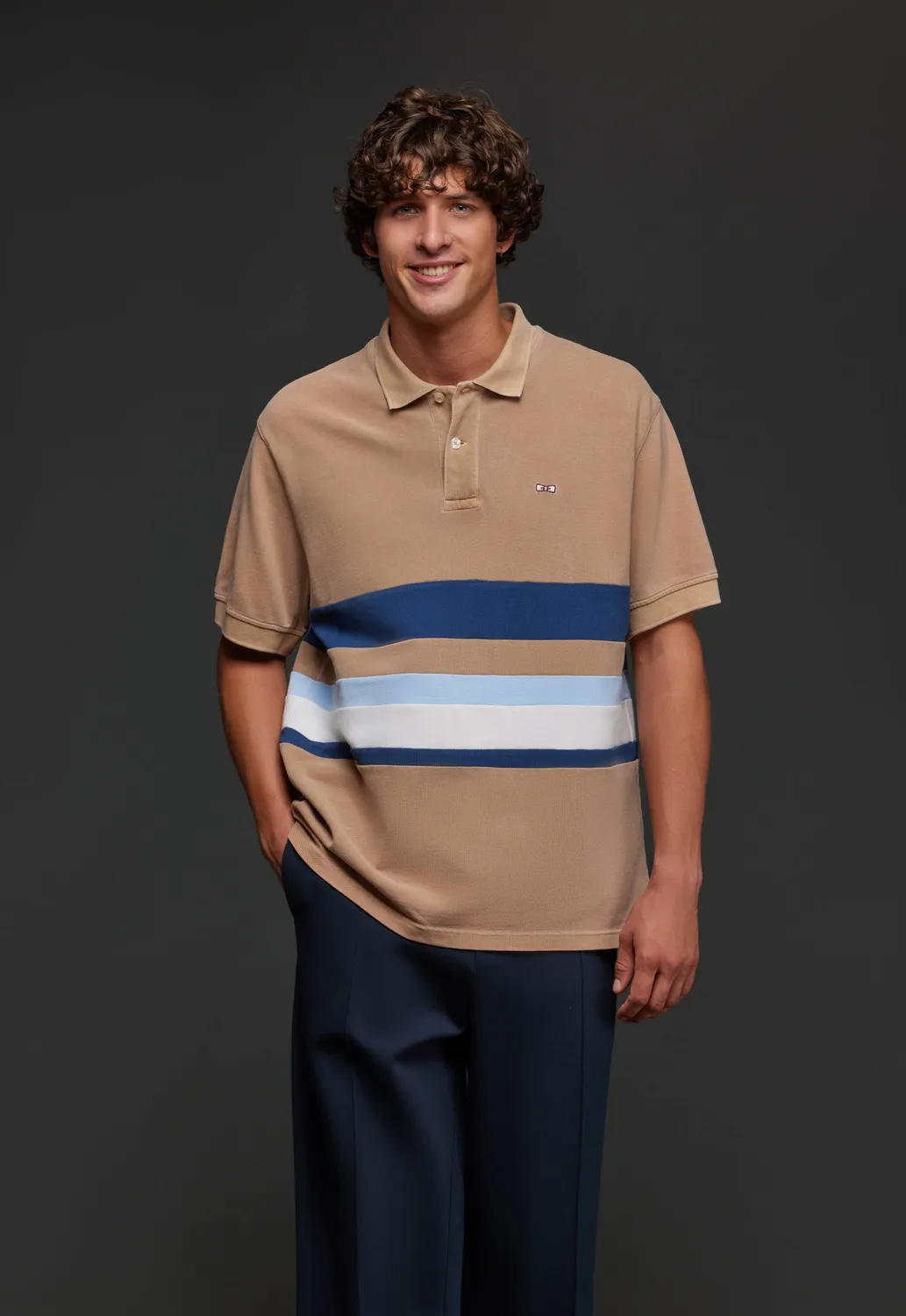 Eden Park Pap'Atelier polo homme camel rayures coton taille M