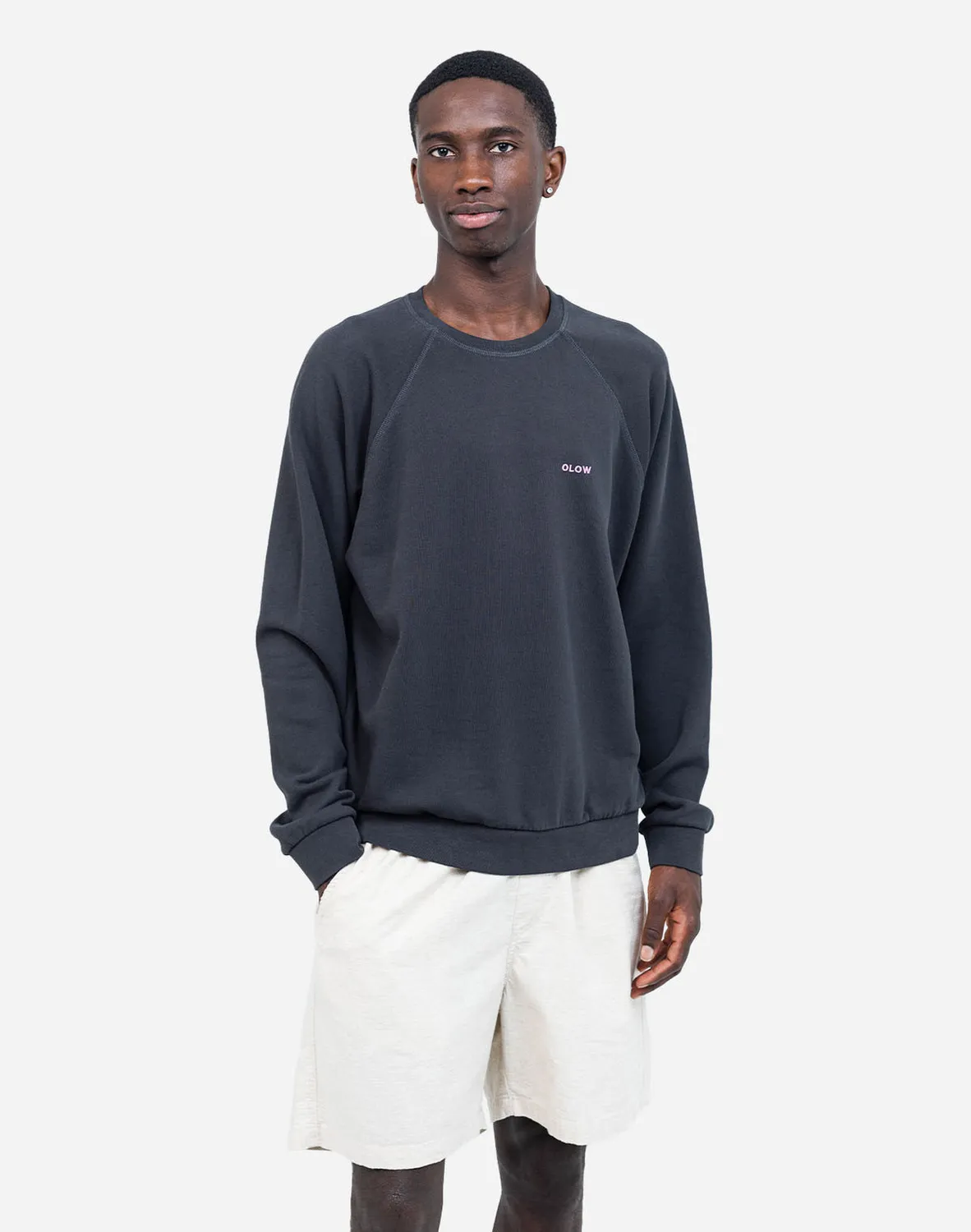 OLOW sweatshirt noir carbone coton bio 300g