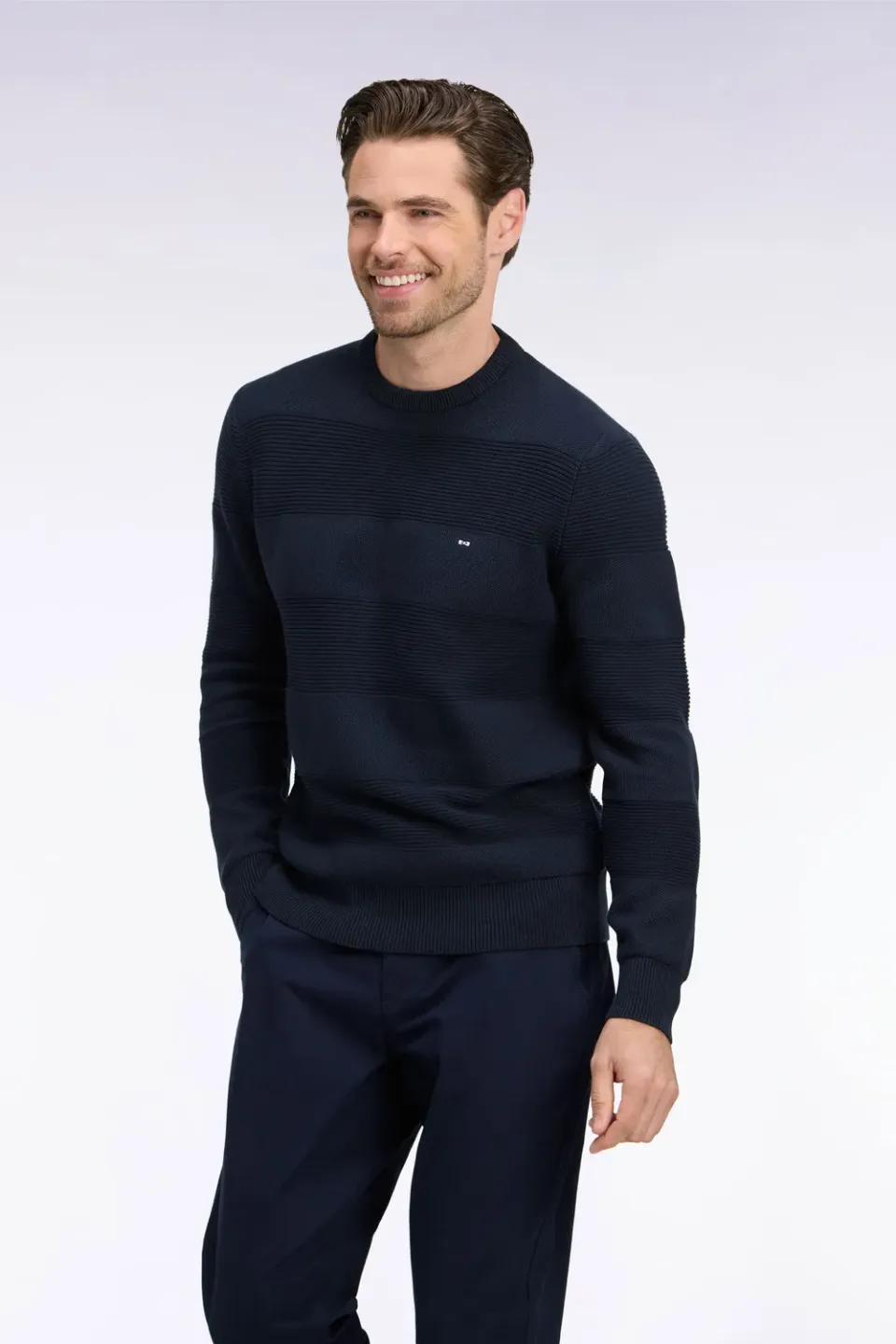 Eden Park pull col rond maille marine rayures regular