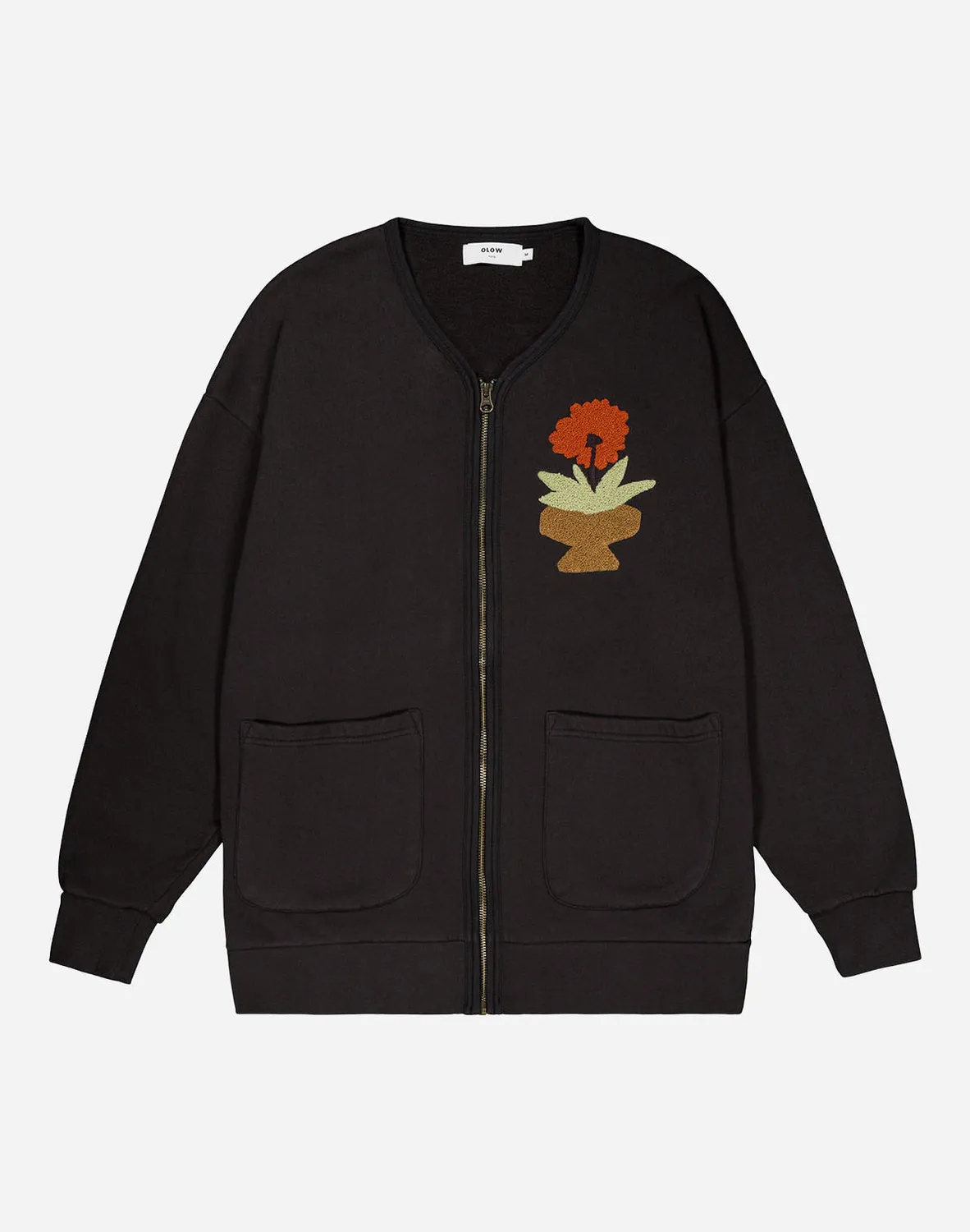 OLOW Kigo sweat zippé noir carbone coton bio