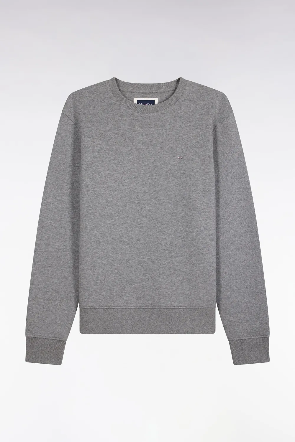 Eden Park sweat col rond gris molleton coton droit