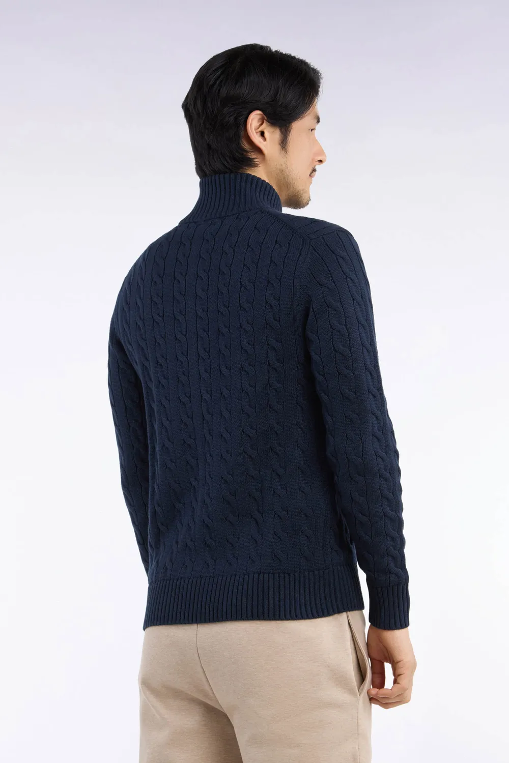 Eden Park cardigan coton marine homme torsades zippé
