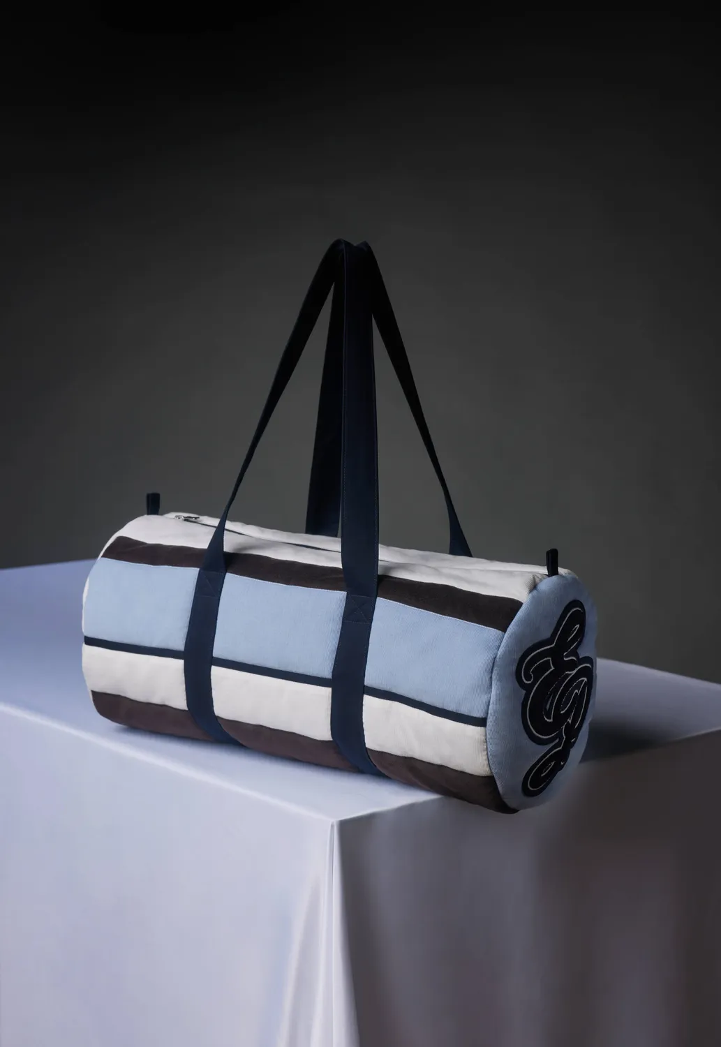 Eden Park UPBAGSS0009 sac polochon velours bleu rayé