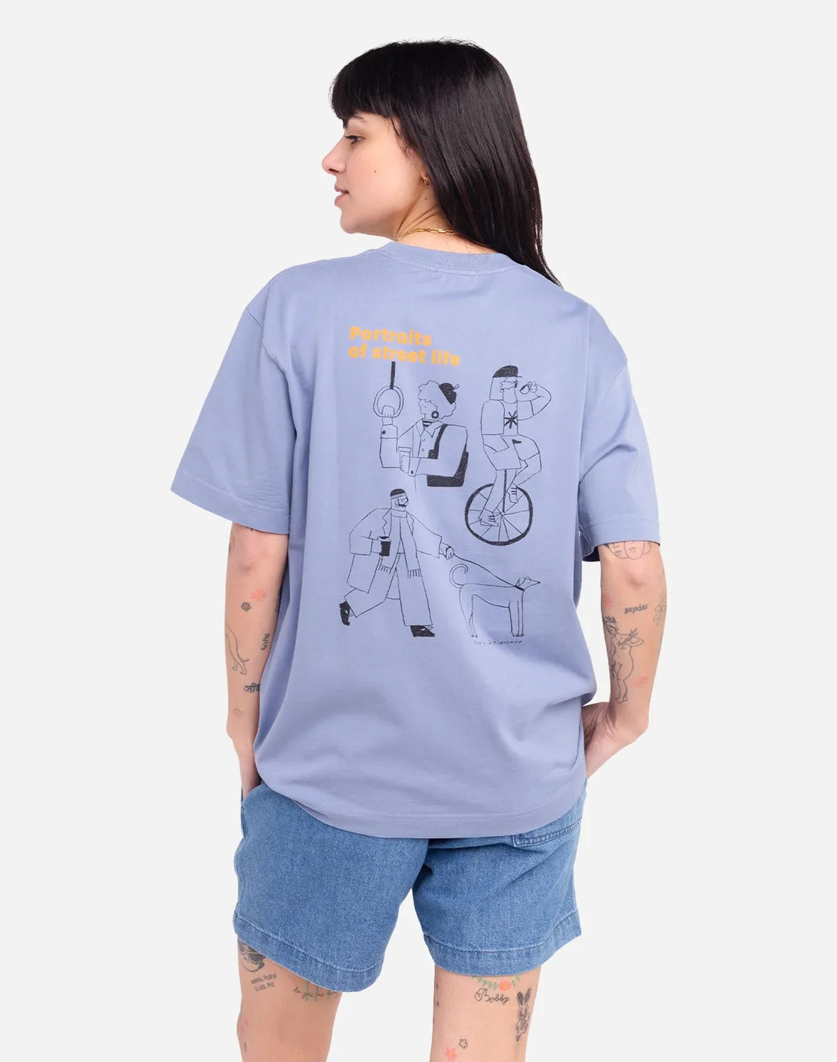 OLOW People t-shirt ample bleu azur coton bio
