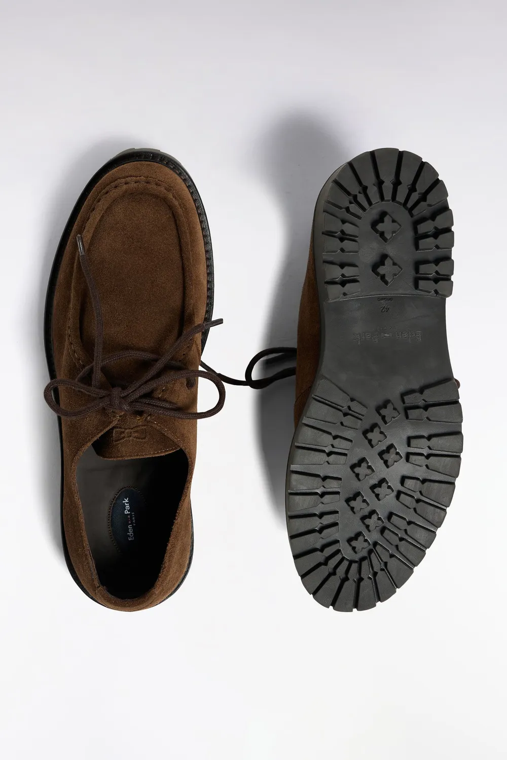 Eden Park Club derbies cuir suédé marron crantées
