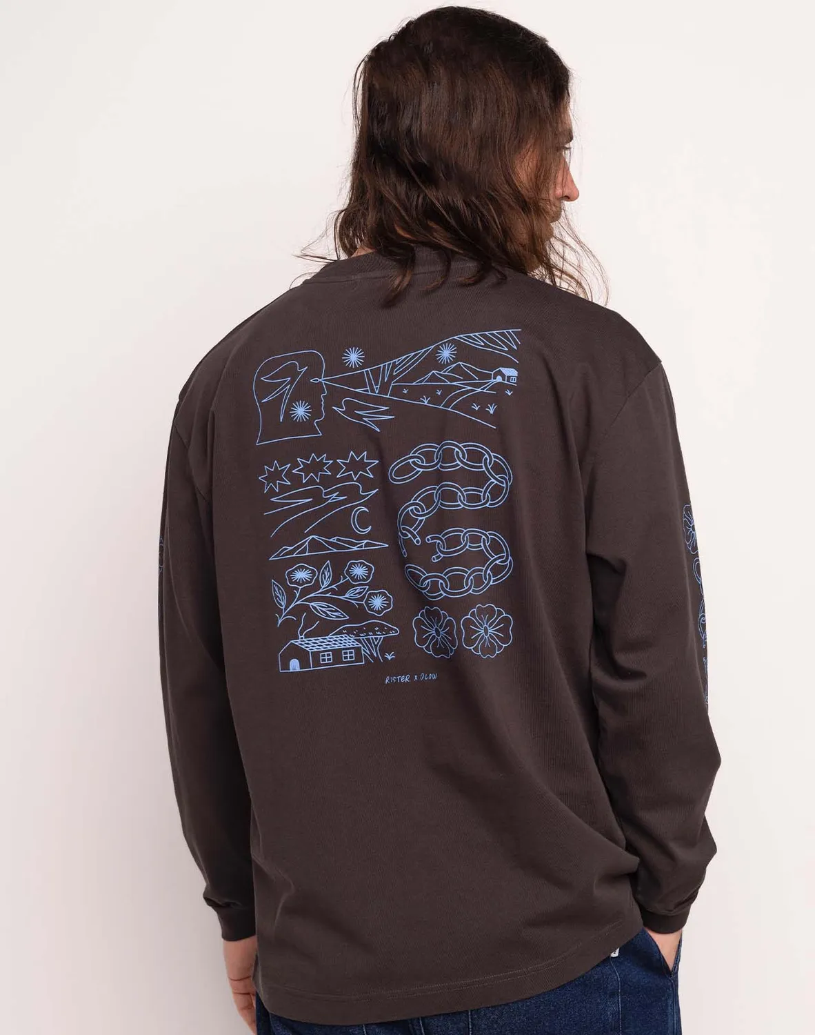 OLOW Awake t-shirt manches longues noir carbone coton bio