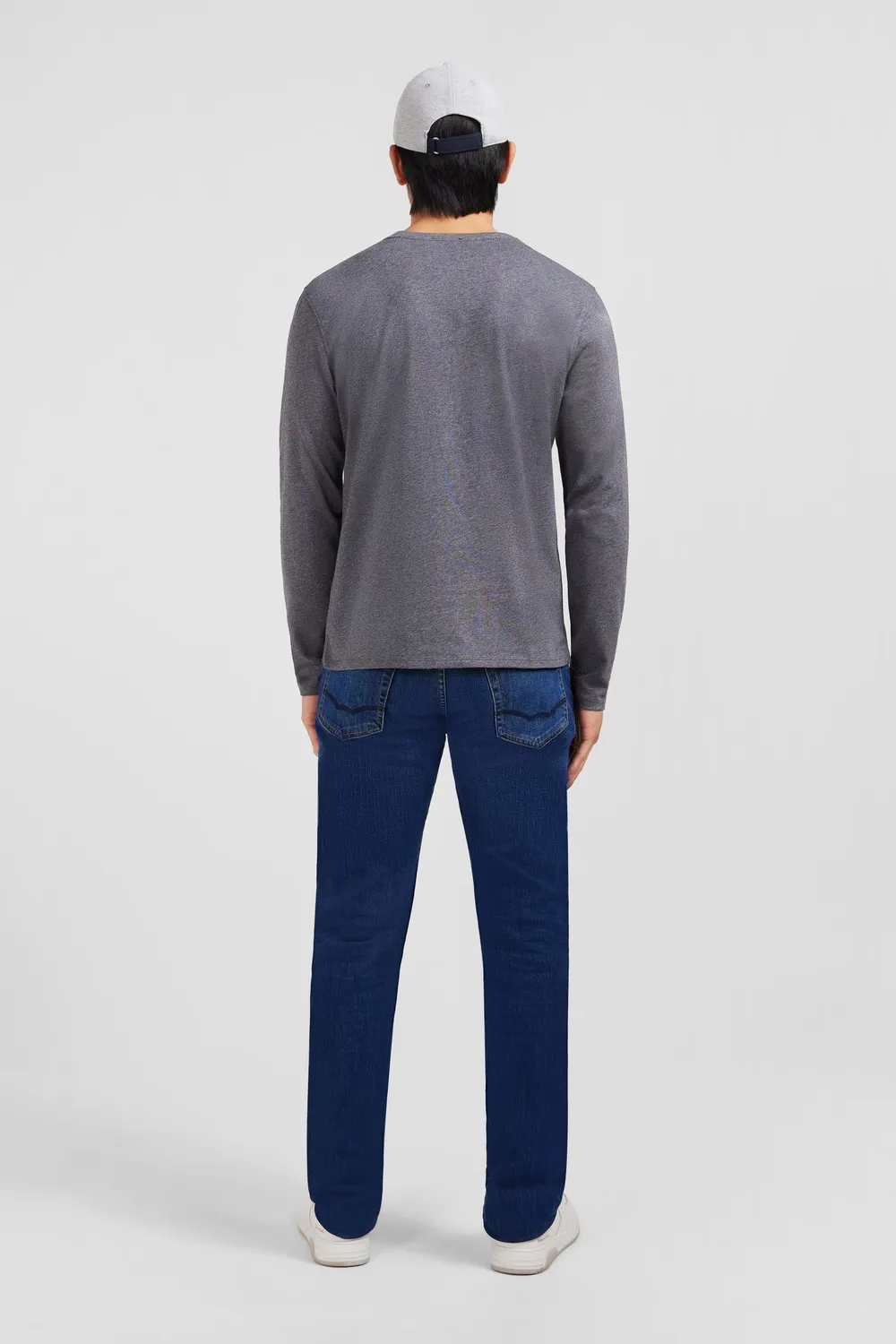 Eden Park t-shirt manches longues gris coton Pima col rond
