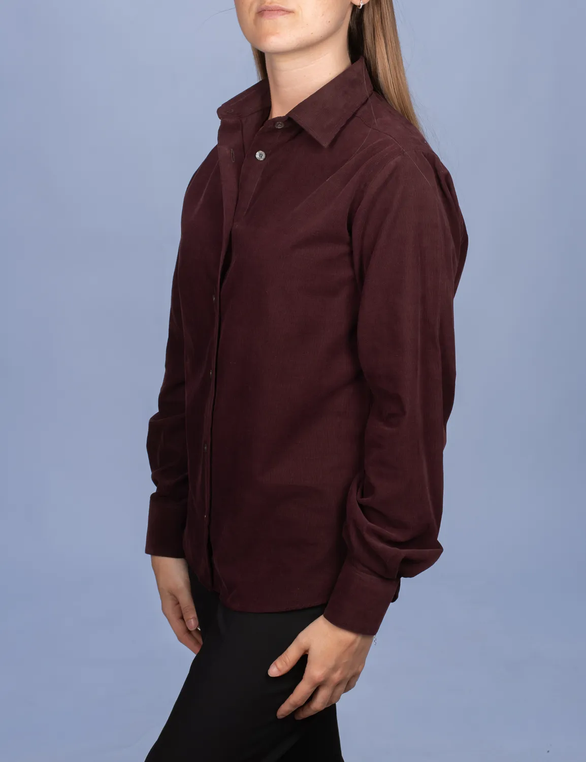 La Chemise Française Velours Milleraies Prune chemisier coton