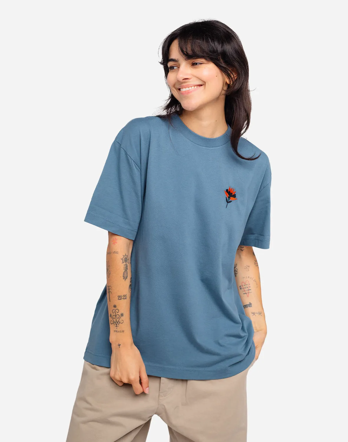 OLOW Brière t-shirt bleu acier ample