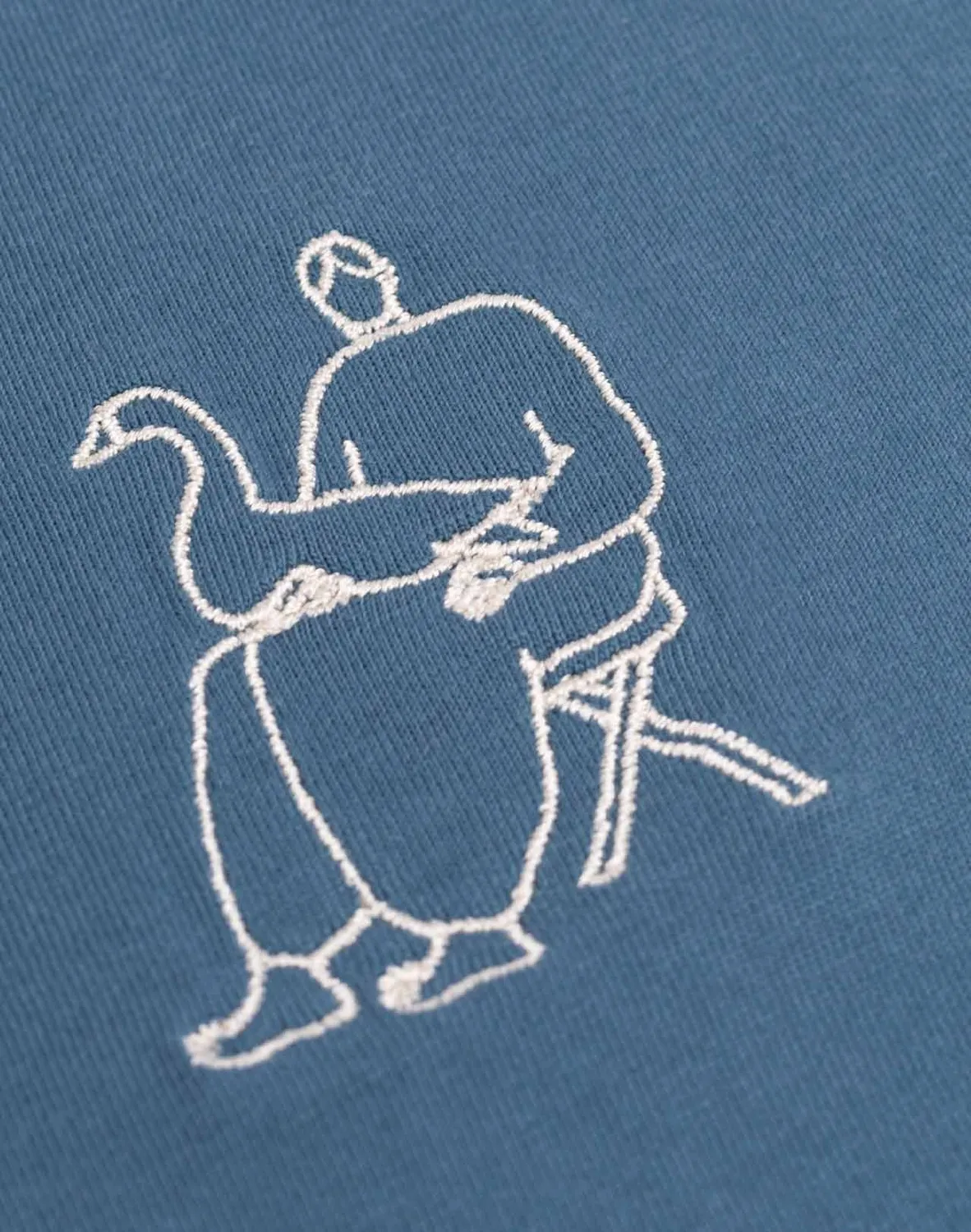 OLOW Goose t-shirt bleu acier coton bio brodé