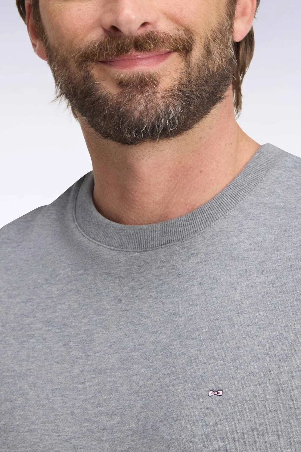 Eden Park sweat col rond gris molleton coton droit