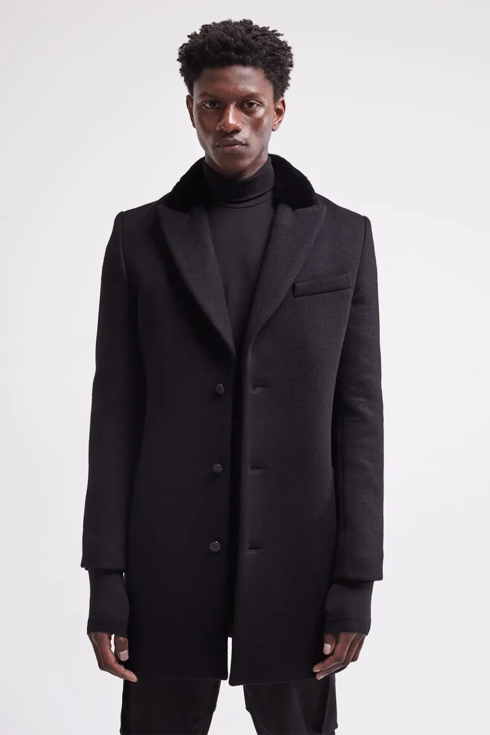French Deal Fur French Coat manteau cachemire noir col vison