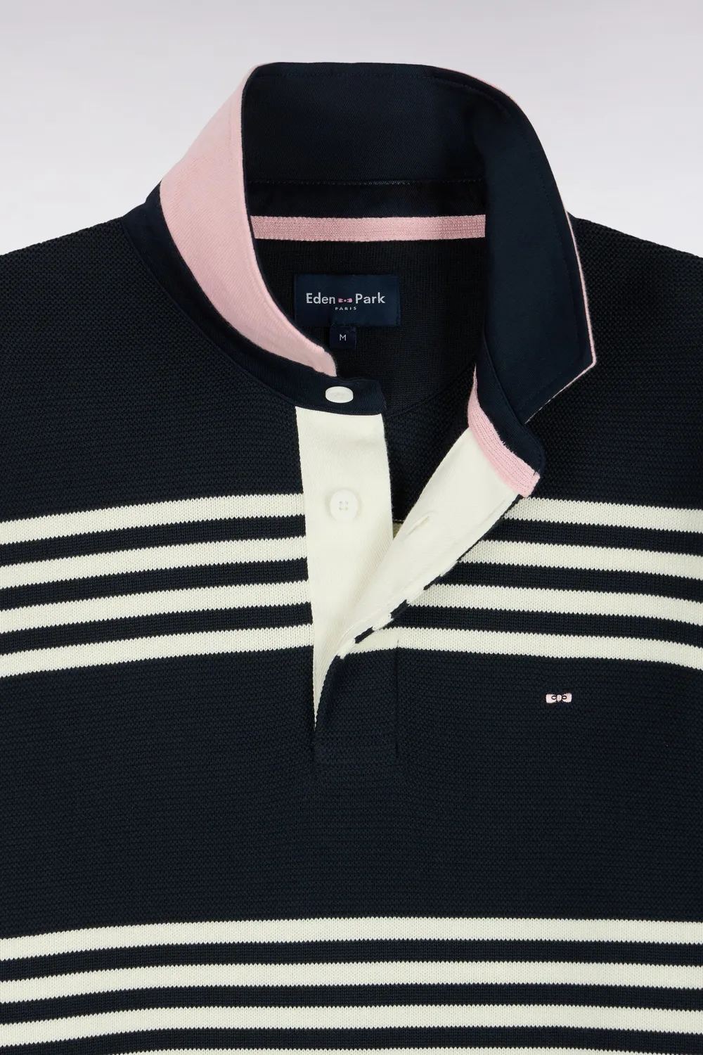 Eden Park Tricolore pull coton col maillot écru marine droit