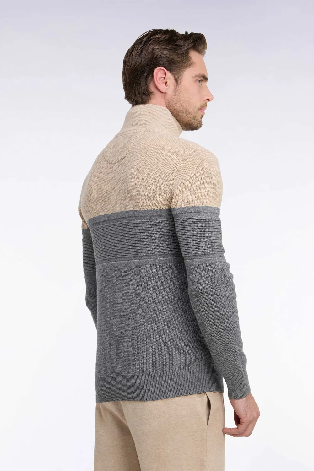 Eden Park pull col camionneur beige gris laine coton