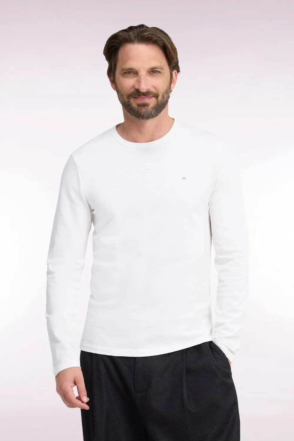 Eden Park t-shirt manches longues écru coton slim homme