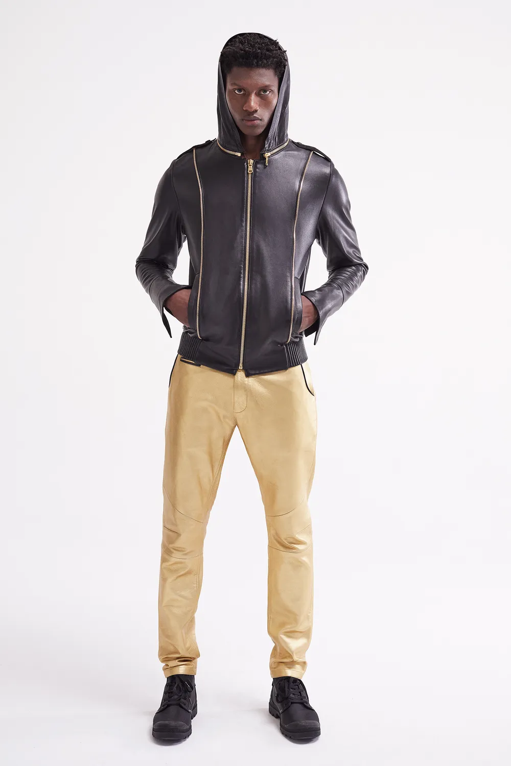 French Deal The Major veste cuir agneau noir