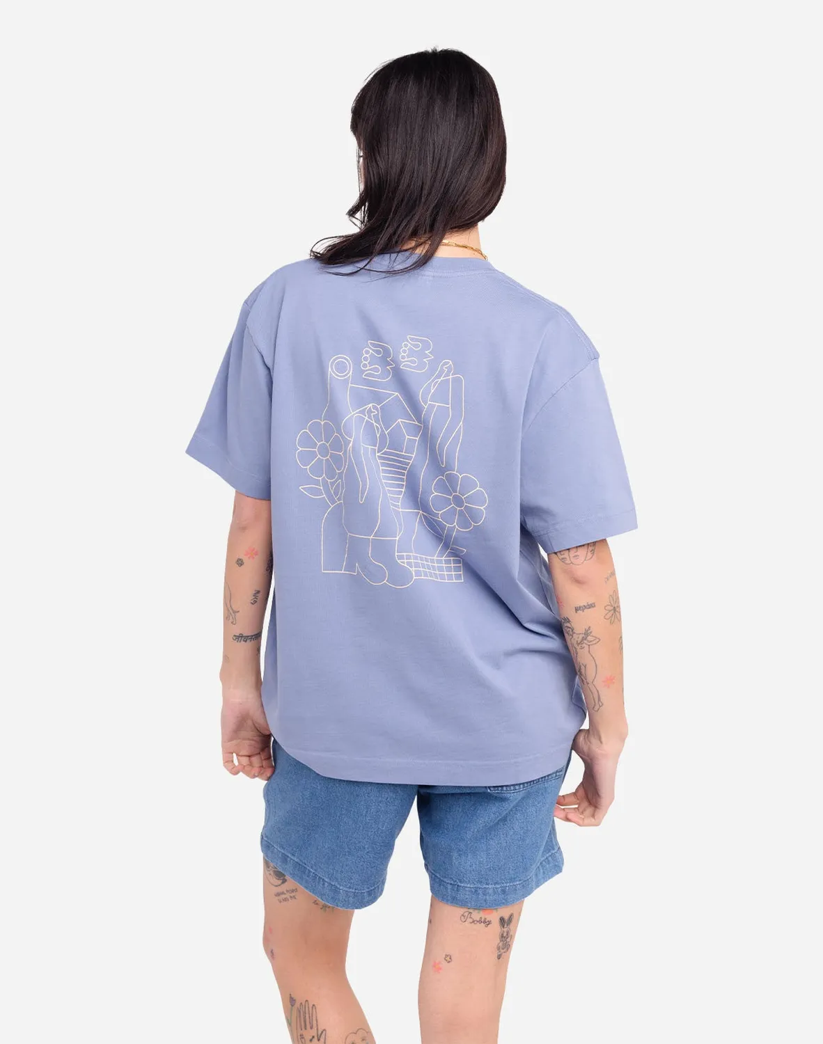 Olow Simple Life t-shirt ample bleu azur coton bio
