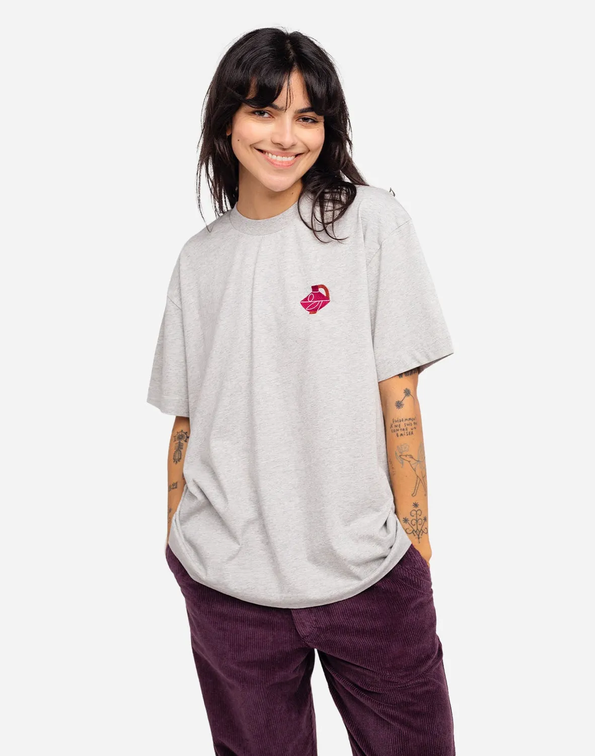 OLOW Soleil d'hiver t-shirt ample gris chiné coton bio