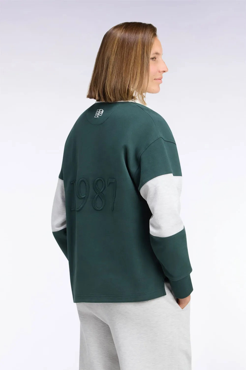 Eden Park sweat col maillot vert loose unisexe