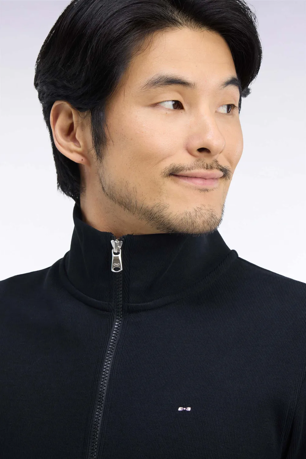 Eden Park sweat zippé molleton coton noir coupe droite