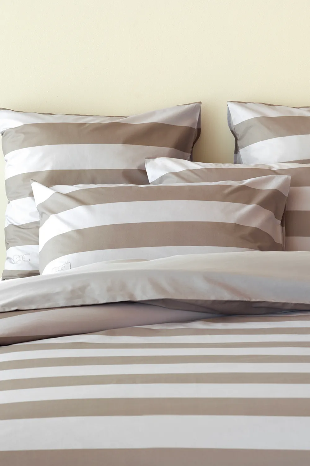 Eden Park 2 taies oreiller 65x65 beige rayures coton