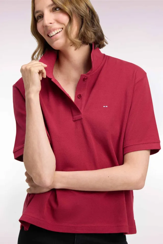 Eden Park Club Evolution polo rouge coupe oversized femme