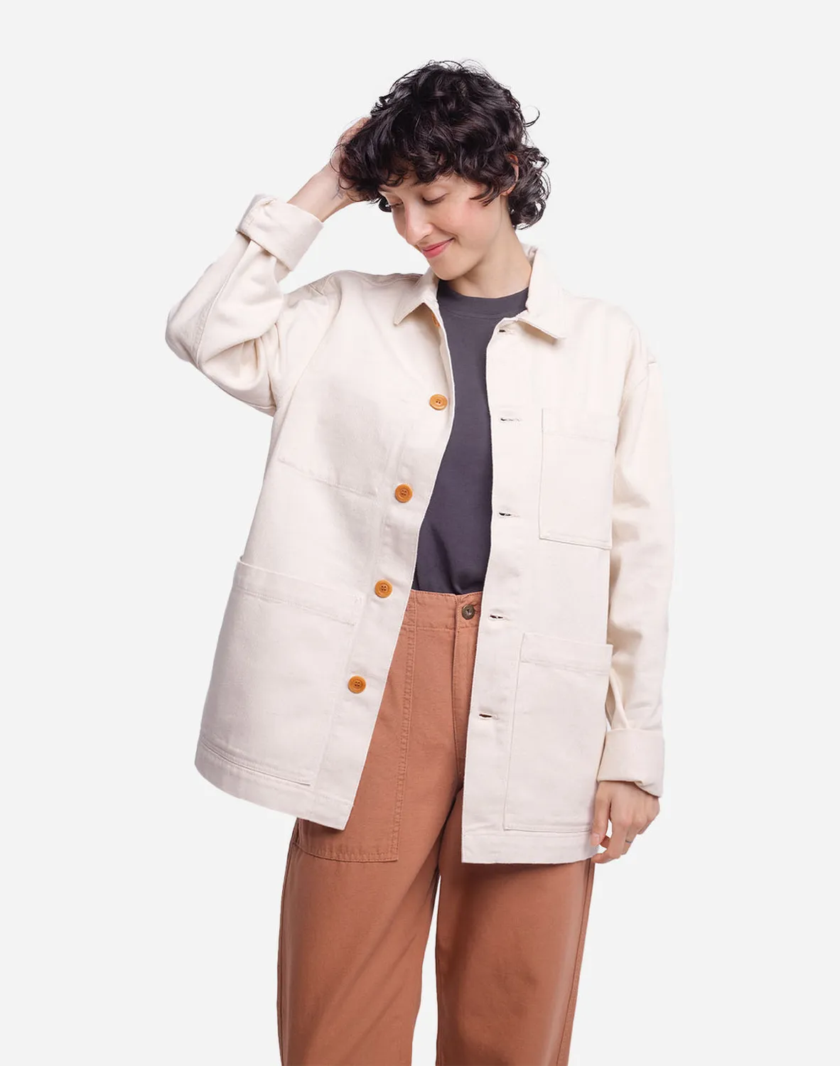 OLOW Chucalescu veste écru coton bio boutons corozo