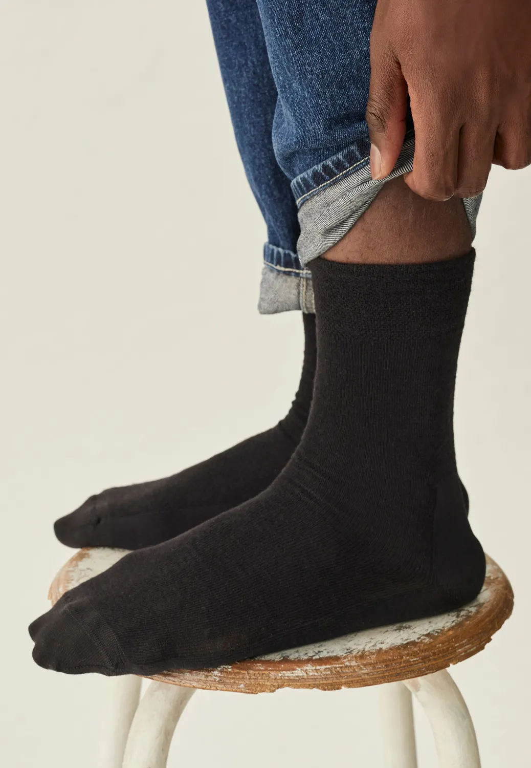 Loom chaussettes en laine chaussettes gris anthracite chaudes
