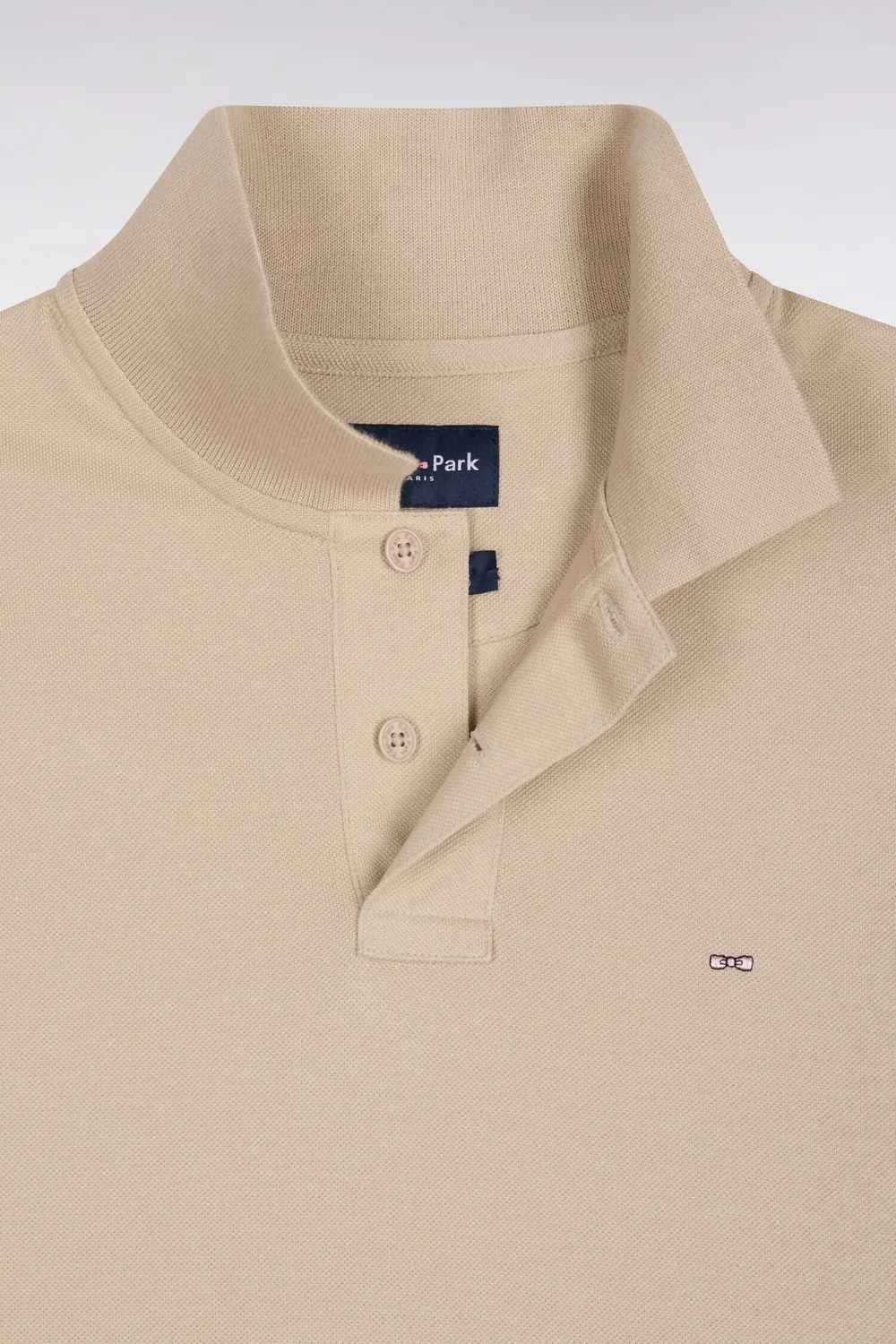 Eden Park polo manches longues Pima beige coupe droite