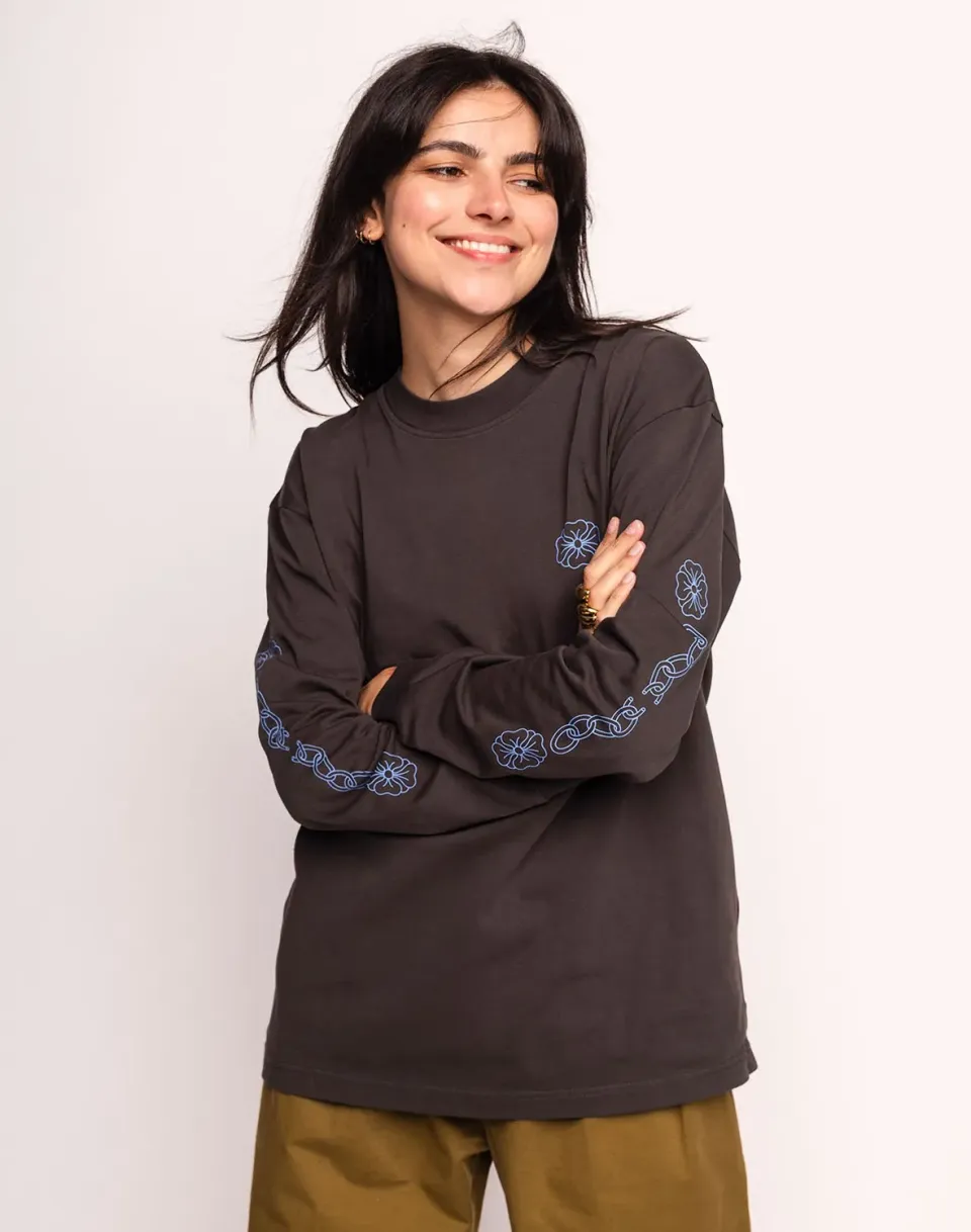 OLOW Awake t-shirt manches longues noir carbone coton bio
