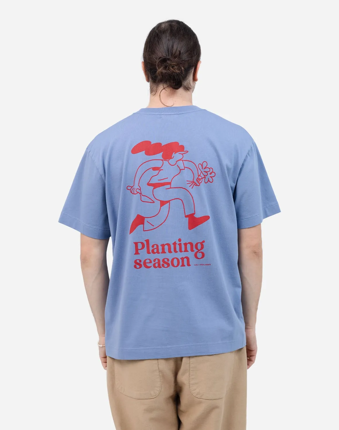 OLOW Planting t-shirt bleu azur coton bio ample