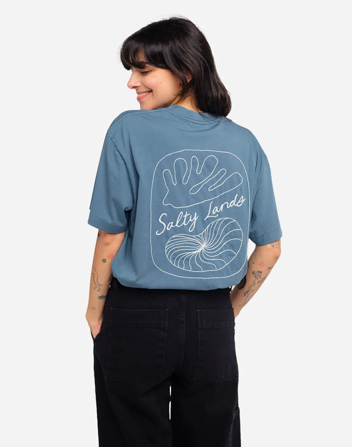 OLOW Shellweed t-shirt bleu loose coton bio