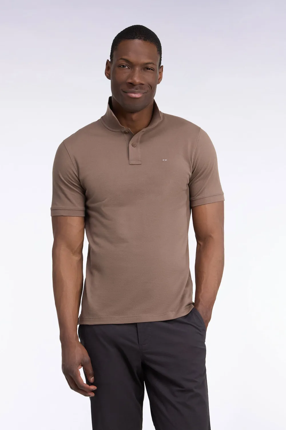 Eden Park polo coton Pima manches courtes marron