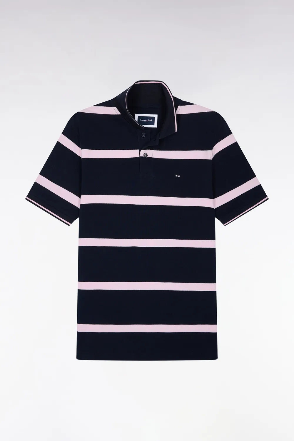 Eden Park Tricolore polo rayé coton marine manches courtes