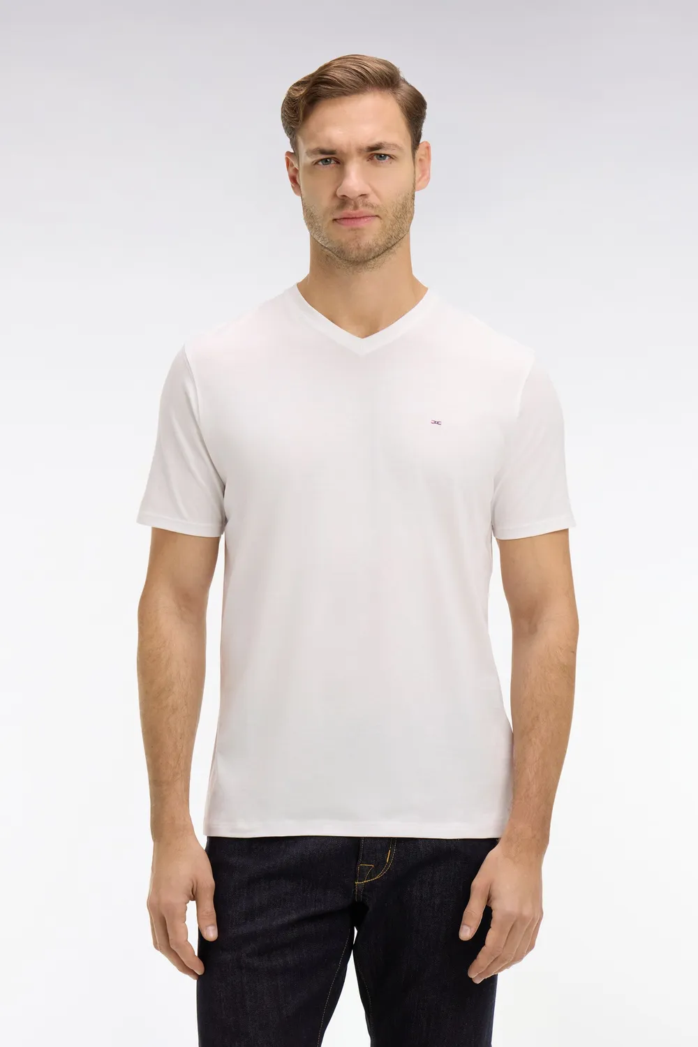 Eden Park T-shirt col V blanc coton Pima homme