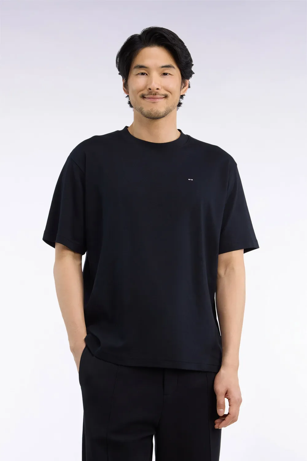 Eden Park t-shirt col rond noir coton mercerisé loose