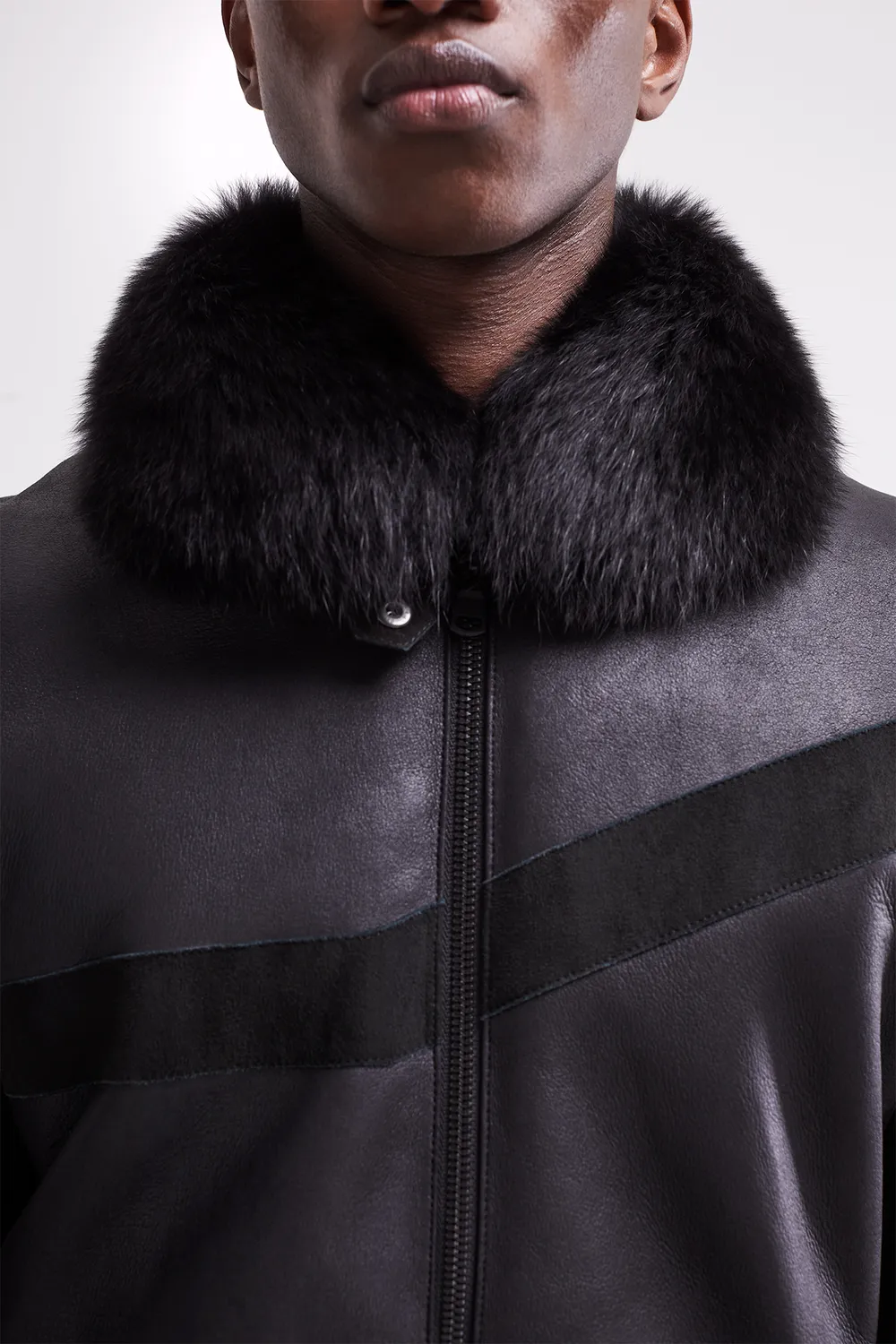 French Deal Black Panther veste peau lainée noir