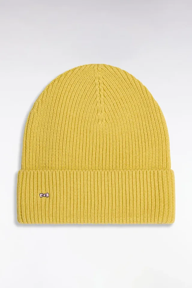 Eden Park bonnet côtelé jaune laine coton