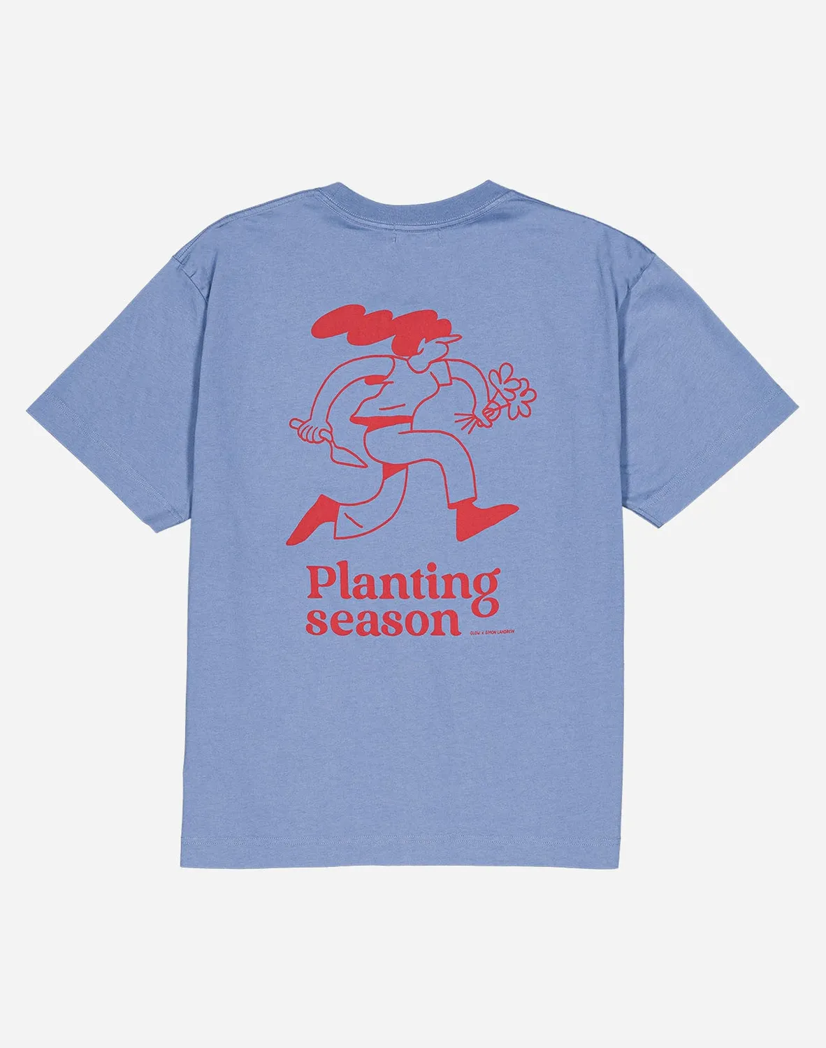 OLOW Planting t-shirt bleu azur coton bio ample