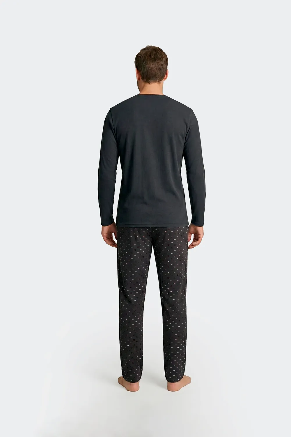 Eden Park Ensemble pyjama long coton marine nœuds papillon