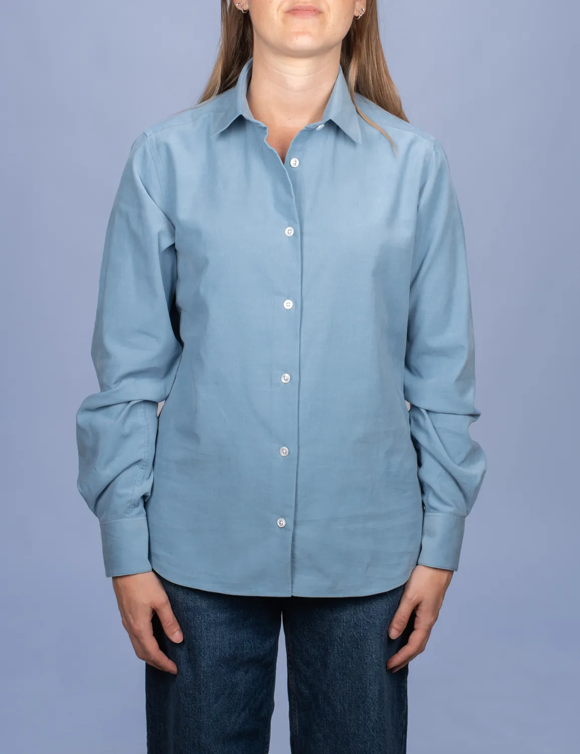 La Chemise Française Velours Bleu Argile chemisier femme coton