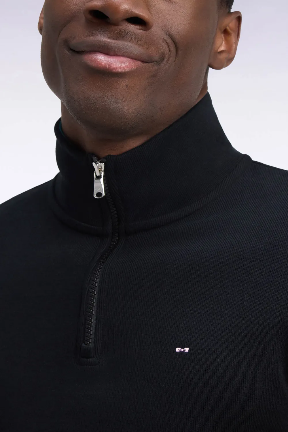 Eden Park sweat col camionneur molleton coton noir