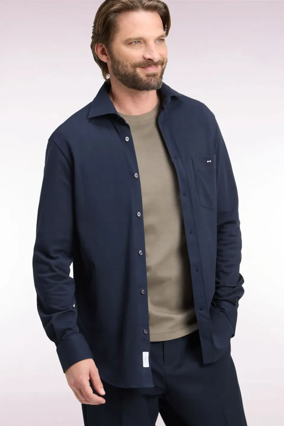 Eden Park Cruise Chemise coton marine coupe droite