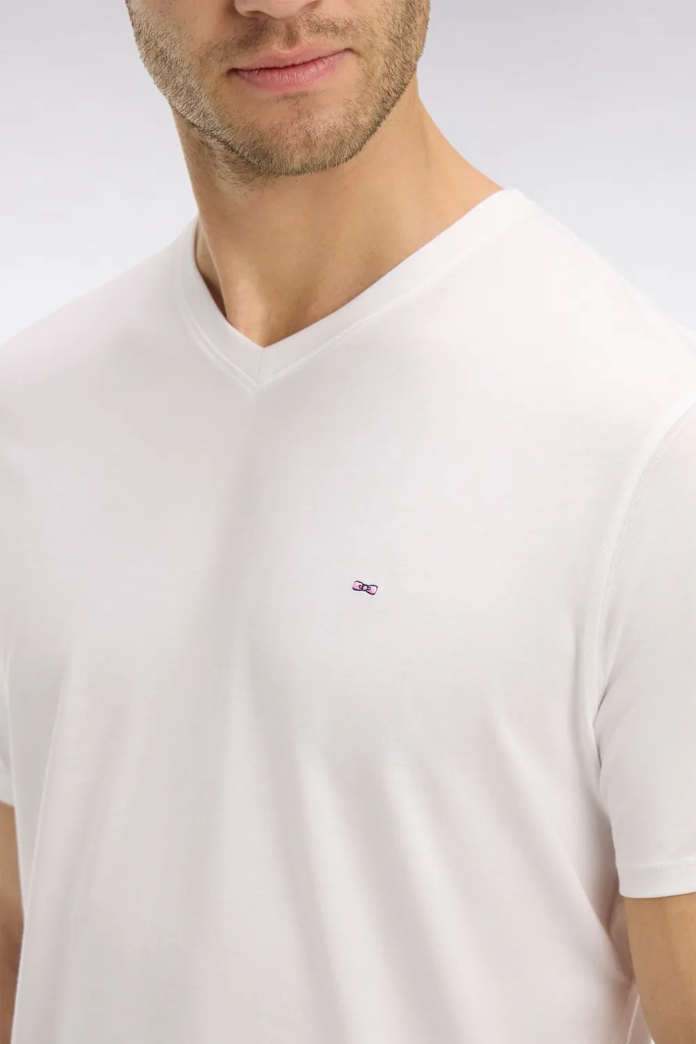 Eden Park T-shirt col V blanc coton Pima homme