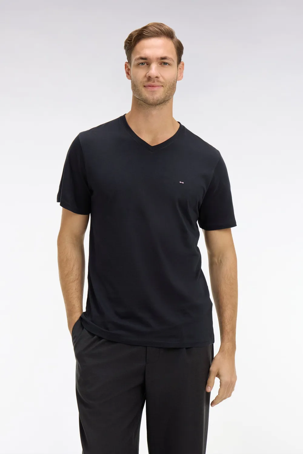 Eden Park t-shirt col V coton Pima noir homme