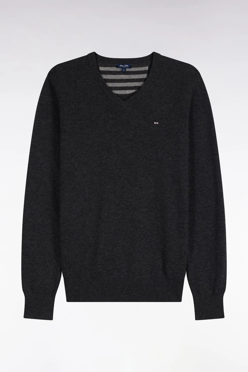 Eden Park pull col V laine coton gris foncé