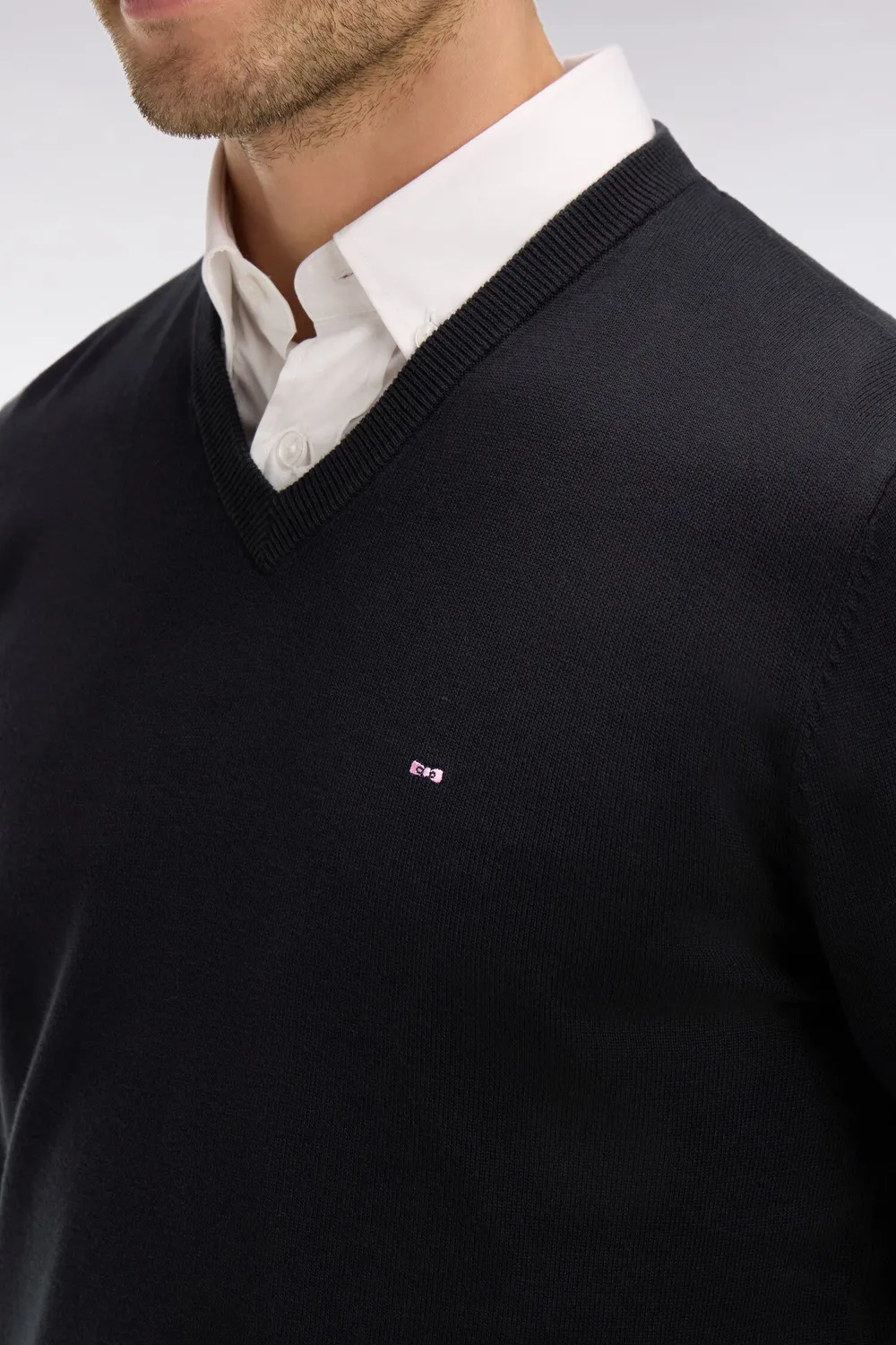 Eden Park pull homme noir col V coton regular fit